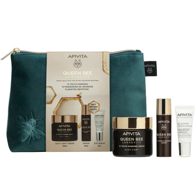 Apivita Promo Queen Bee Longevity Silky Light Cream, 50ml & Δώρο Se...