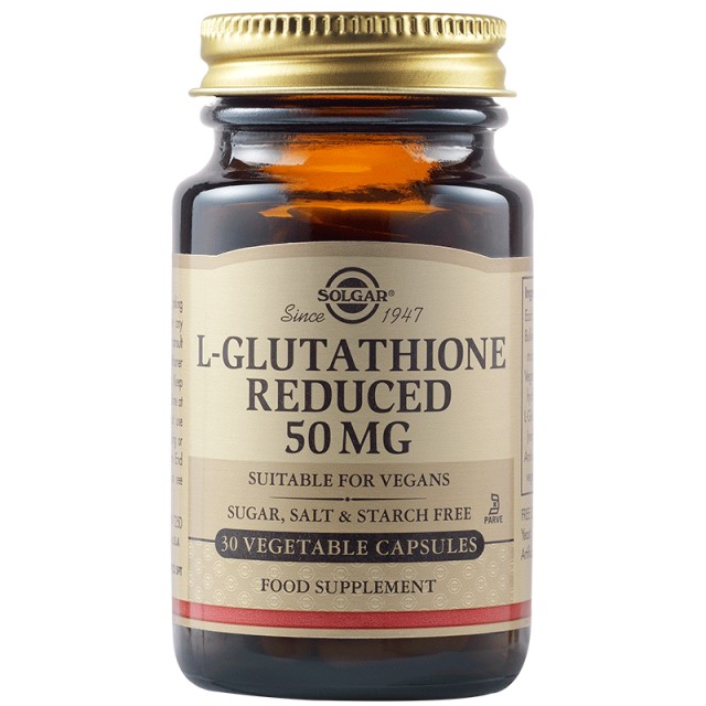 Solgar L-Glutathione 50mg Συμπλήρωμα Διατροφής Για Το Ήπαρ, 30 Φυτικές Κάψουλες