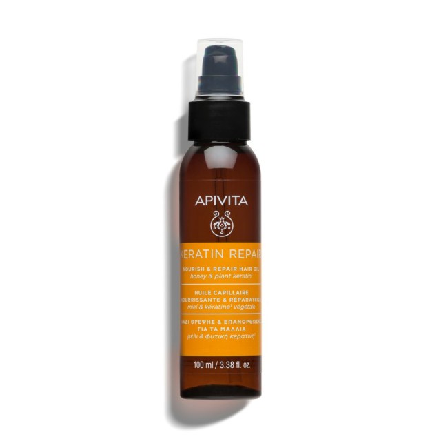 Apivita Keratin Repair Nourish & Repair Hair Oil Λάδι Θρέψης και Επανόρθωσης με Μέλι και Φυτική Κερατίνη, 100ml