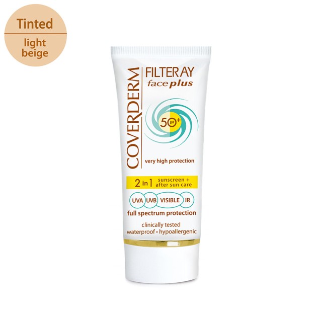 Coverderm Filteray Face Plus SPF50+ Light Beige Normal Hevisible Αντηλιακή Κρέμα Προσώπου & After Sun Aνοιχτής Απόχρωσης για Κανονικές Επιδερμίδες, 50ml