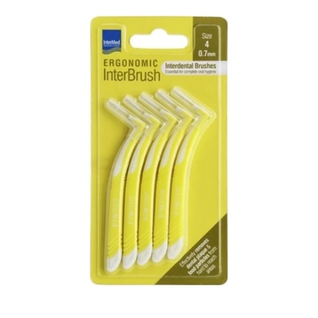 Intermed Ergonomic Interbrush Μεσοδόντια Βουρτσάκια Κίτρινο Size 4 - 0.7mm, 5τμχ