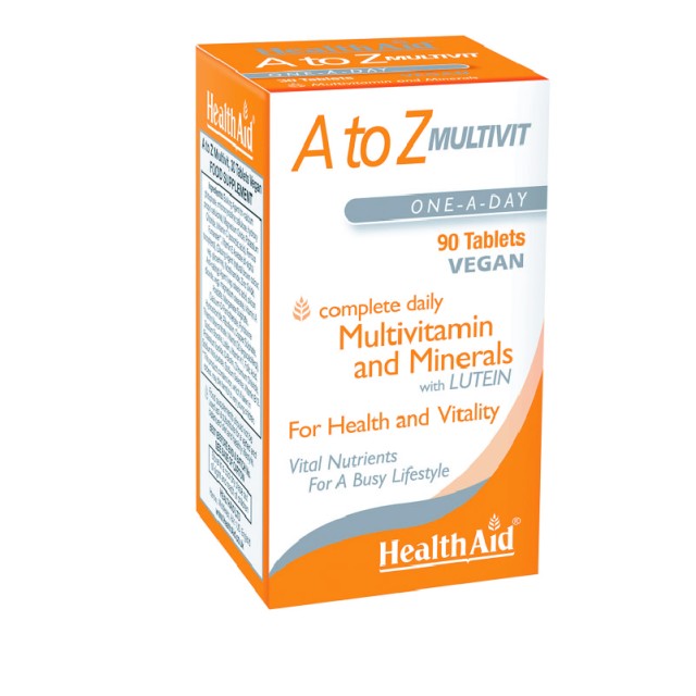 Health Aid A to Z Multivit Πολυβιταμινούχο Συμπλήρωμα Διατροφής με Βιταμίνες, Μέταλλα & Λουτεΐνη, 90 Ταμπλέτες