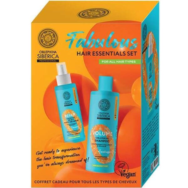 Natura Siberica Oblepikha Fabulous Hair Essentials Set με Repair 20-in-1 Multi-Use Serum Ορός Μαλλιών για Αναδόμηση 200ml + Volume Shampoo Σαμπουάν Μαλλιών για Όγκο 400ml