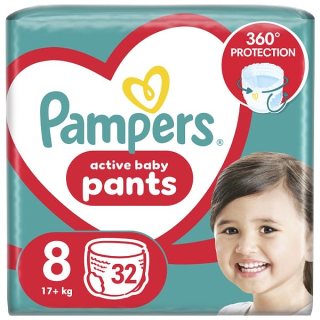 Pampers Pants Πάνες - Βρακάκι No.8 (17+ kg), 32τμχ