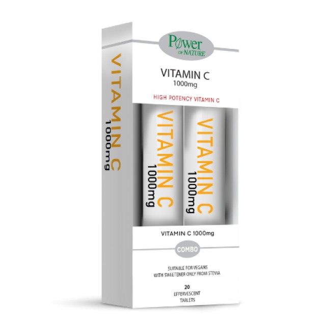 Power of Nature Vitamin C 1.000mg Stevia, 2 x 20 Αναβράζοντα Δισκία
