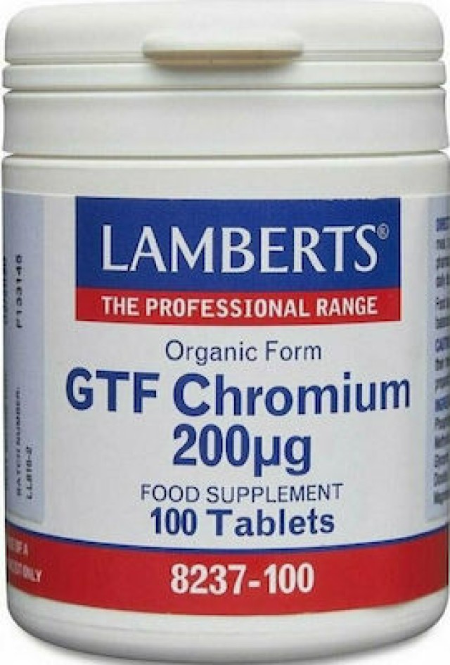Lamberts GTF Chromium 200mcg Συμπλήρωμα Διατροφής με Χρώμιο, 100 Ταμπλέτες