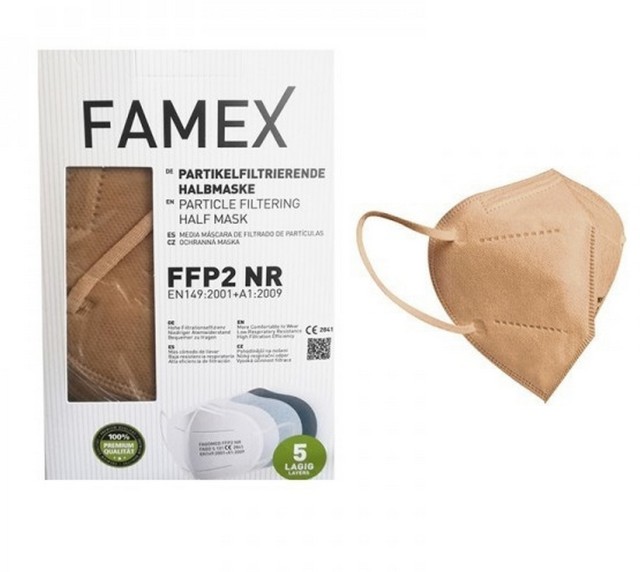 Famex Μάσκα Προστασίας FFP2 Particle Filtering Half NR σε Μπεζ Χρώμα, 10 Τεμάχια