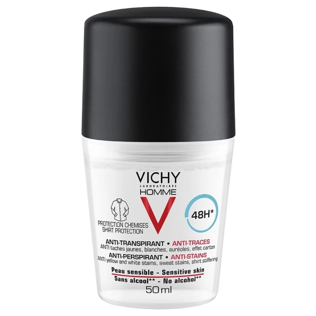 Vichy Homme Anti-Spot Deodorant Roll-on 48-hour Protection,...