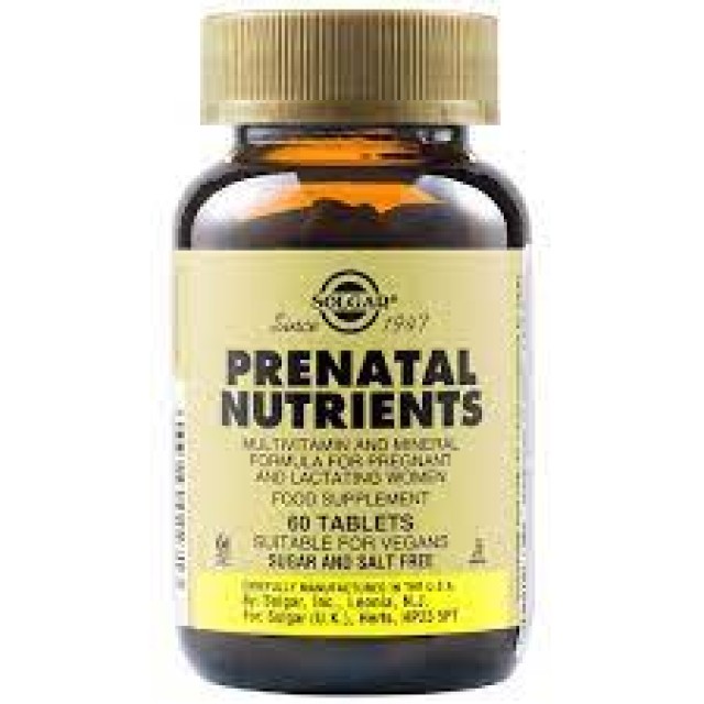 Solgar Prenatal Nutrients  Πολυβιταμίνες για Εγκύους και Θηλάζουσες Γυναίκες, 60 Ταμπλέτες