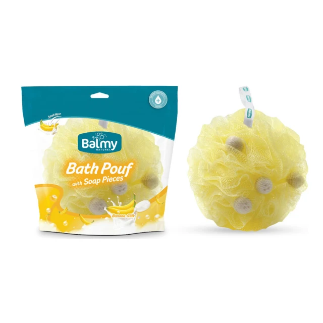 Balmy Bath Pouf Sponge with Soap Pearls with Banana Scent, 1 T...