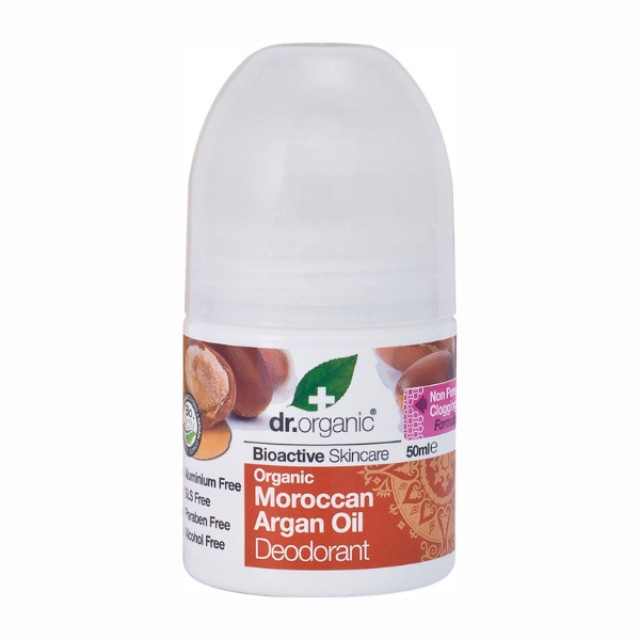 Dr.Organic Moroccan Argan Oil Φυσικό Αποσμητικό σε Roll-On Χωρίς Αλ...
