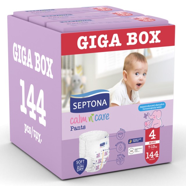 Septona Giga Box Calm N Care Πάνες-Βρακάκι Maxi No 4 (7-13kg), 144τμχ
