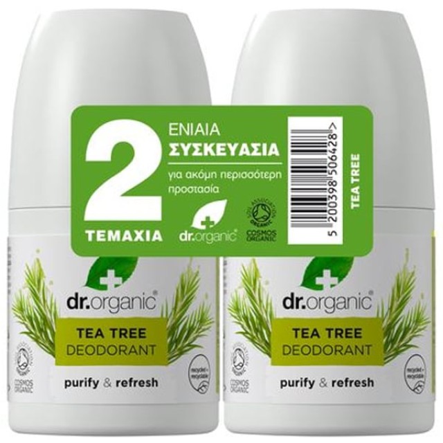 Dr. Organic Promo Tea Tree Deodorant Roll-On Double Pack Αποσμητικό...