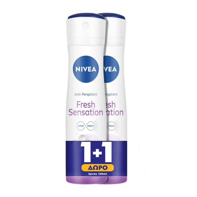 Nivea Promo Women Fresh Sensation 72h Anti-Perspirant Spray Γυναικείο Αποσμητικό Spray Για 72ωρη Προστασία,300ml (2x150ml)