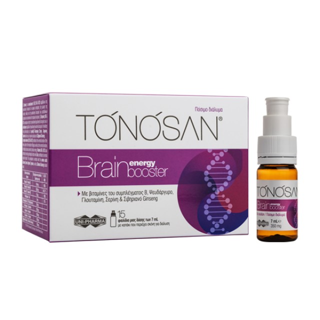 Tonosan Brain Energy Booster για την Ενίσχυση της Πνευματικής Απόδοσης και Μνήμης, 15 Φιαλίδια x 7ml