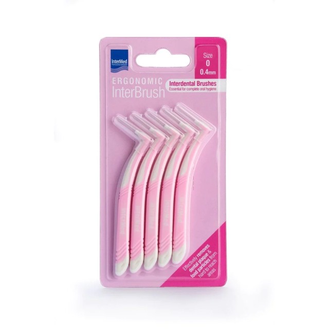 Intermed Ergonomic Interbrush Μεσοδόντια Βουρτσάκια Ροζ Size 0 - 0.4mm, 5τμχ