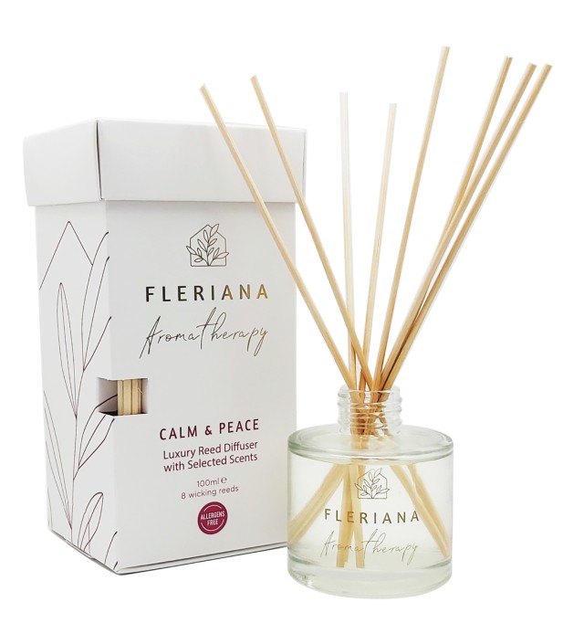 Fleriana Aromatherapy Calm & Peace Luxury Reed Diffuser Αρωματικά Sticks για Ευεξία & Χαλάρωση, 100ml
