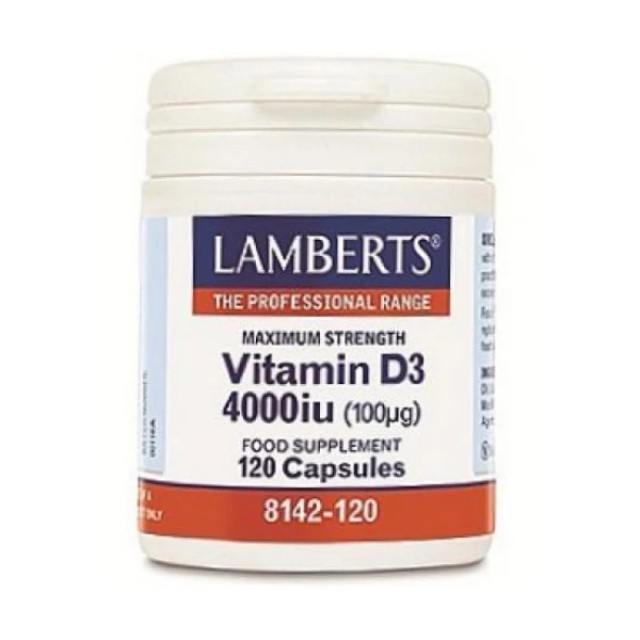 Lamberts Vitamin D3 4000iu, Συμπλήρωμα διατροφής για την Υγεία των Οστών, των Δοντιών και του Ανοσοποιητικού (100mg) 120caps