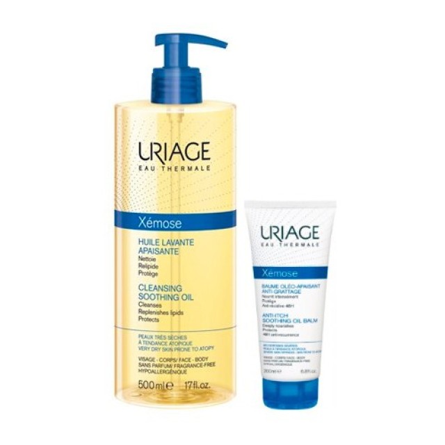 Uriage Promo Xemose Cleansing Soothing Oil Καταπραϋντικό Λάδι Καθαρισμού 500ml + Soothing Oil Balm Προστατευτικό Βάλσαμο για πολύ ξηρό δέρμα 50ml