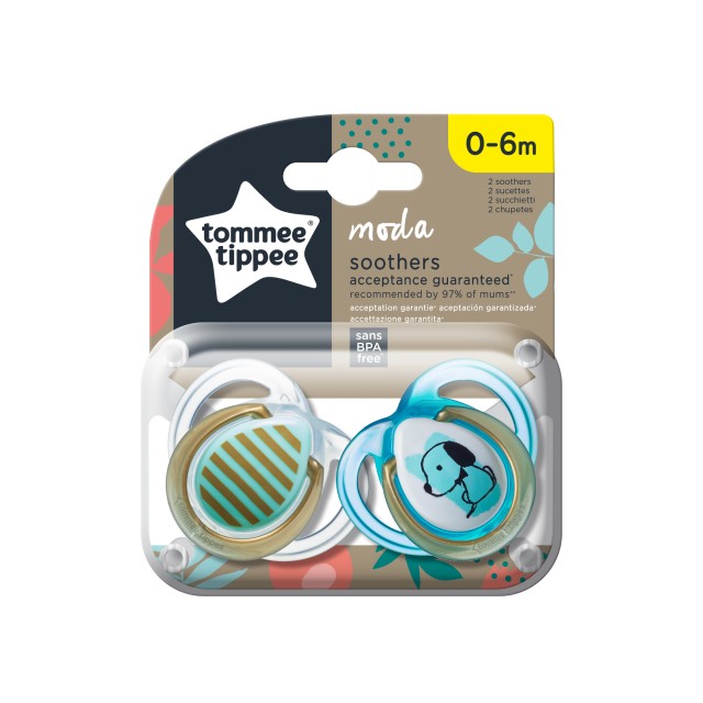 Tommee Tippee Closer To Nature Moda  Πιπίλα Σιλικόνης για Αγόρι 0-6 Μηνών, 2 Τεμάχια