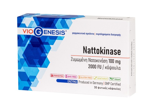 Viogenesis Nattokinase 100mg 2000fu Συμπλήρωμα Διατροφής Με Ζυμωμένη Ναττοκινάση, 30 Κάψουλες