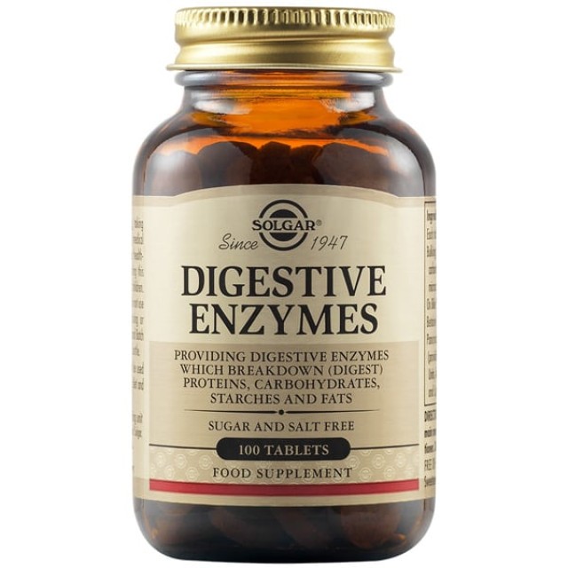 Solgar Digestive Enzymes Συμπλήρωμα Διατροφής Πεπτικών Ενζύμων, 100 Ταμπλέτες