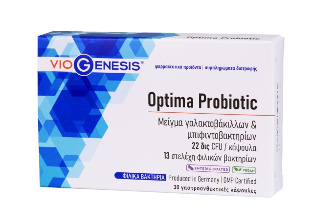 VioGenesis Optima Probiotic Συμπλήρωμα Διατροφής Προβιοτικών, 30 Κάψουλες
