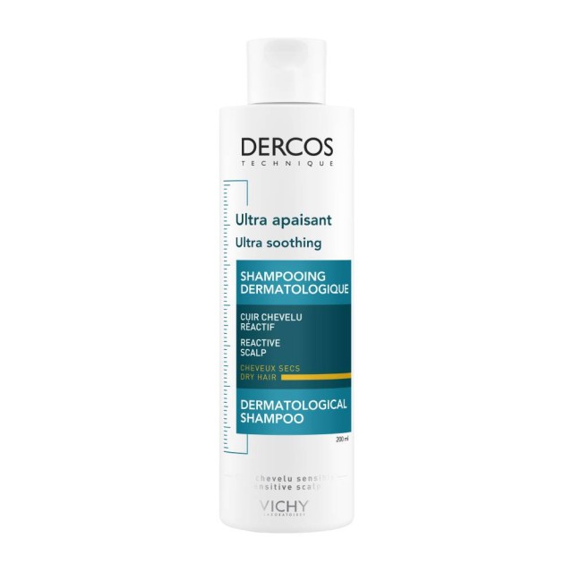 Vichy Dercos Ultra Soothing Shampoo Σαμπουάν Για Ευαίσθητο Τριχωτό & Ξηρά Μαλλιά, 200ml