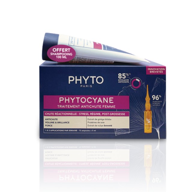 Phyto Promo Phytocyane Reactional Loss Treatment for Women 12 αμπούλες x 5ml + Invigorating Shampoo 100ml