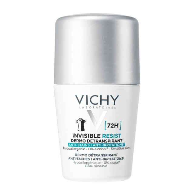 Vichy Invisible, Anti-Stain - Anti Irritation Roll-On Αποσμητικό κατά των σημαδιών και της έντονης εφίδρωσης, 50ml