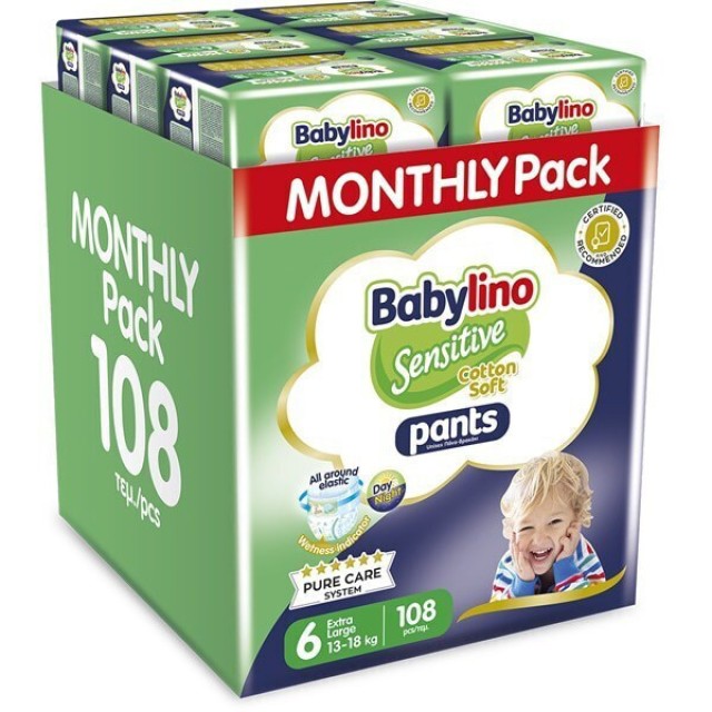 Babylino Pack Πάνες Βρακάκι No6 για 13-18kg, 108 Τεμάχια