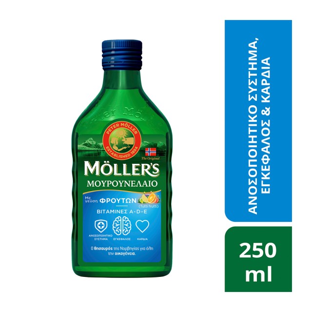 Mollers Cod Liver Oil Tutti Frutti Μουρουνέλαιο σε Υγρή Μορφή με Γε...