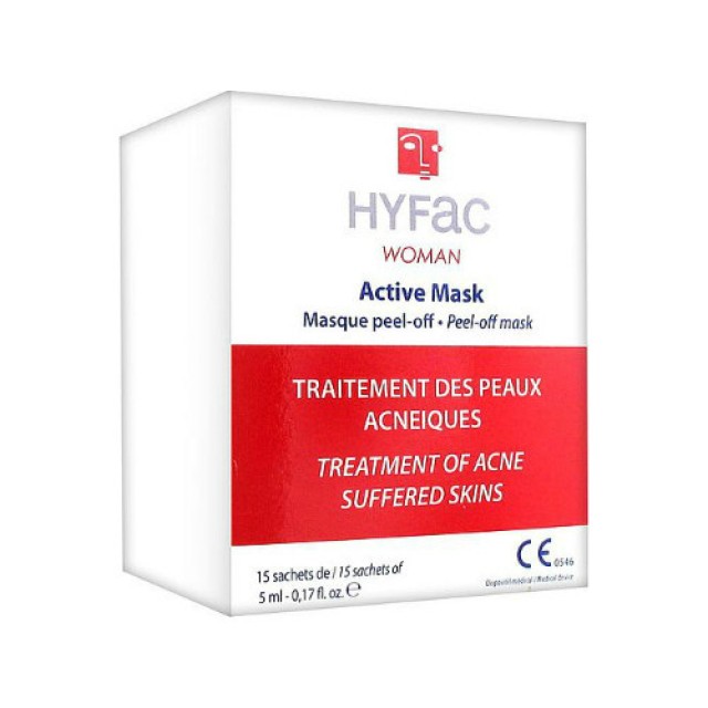 Hyfac Woman Active Peel-Off Μάσκα Προσώπου για Καταπολέμιση της Γυναικείας Ακμής, 15 φακελάκια