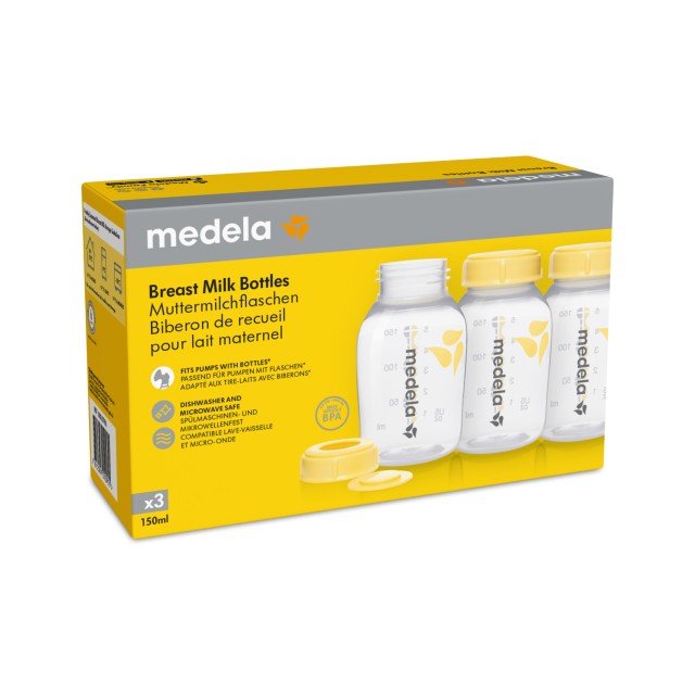 Medela Φιάλες Συλλογής & Αποθήκευσης Μητρικού Γάλακτος, 3x150ml