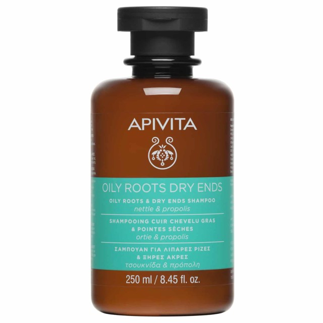 Apivita Oily Roots Dry Ends Σαμπουάν Εξισορρόπησης για Λιπαρές Ρίζες και Ξηρές Άκρες με Τσουκνίδα - Πρόπολη, 250ml