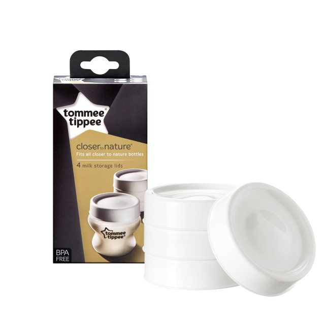 Tommee Tippee Closer To Nature 4x Milk Storage Lids Al Καπάκια Μπιμπερό για Αποθήκευση, 4 Τεμάχια