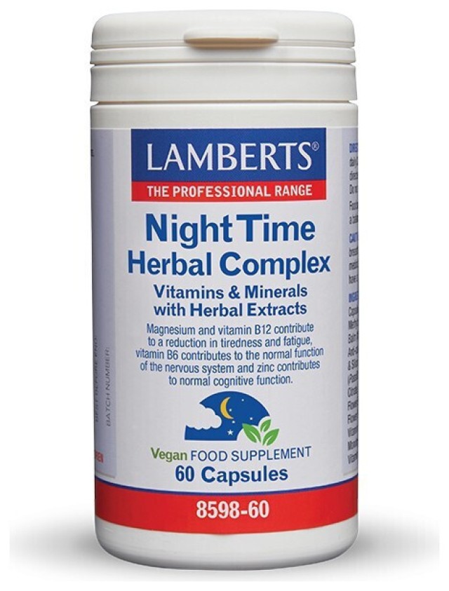 Lamberts Night Time Herbal Complex Vitamins & Minerals with Herbal Extracts Συμπλήρωμα Διατροφής για την Αϋπνία, 60veg.caps