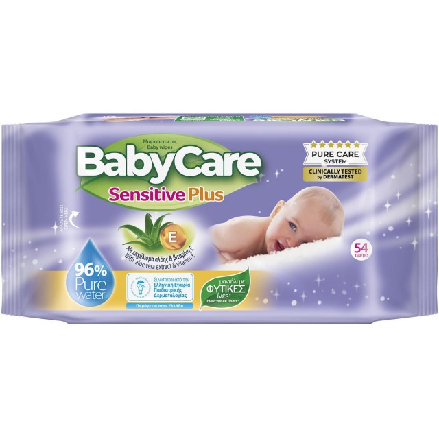BabyCare Sensitive Plus Υποαλλεργικά Μωρομάντηλα χωρίς Οινόπνευμα & Parabens, 54τμχ