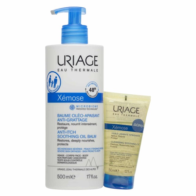 Uriage Promo Xemose Anti-Itch Soothing Oil Balm Έλαιο-Βάλσαμο κατά του Κνησμού 500ml + Cleansing Soothing Oil Καταπραϋντικό Λάδι Καθαρισμού 50ml