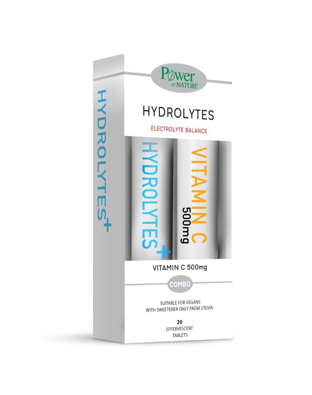 Power Of Nature Hydrolytes Stevia 20 Αναβράζοντα Δισκία & Δώρο Vit.C 500mg 20 Αναβράζοντα Δισκία