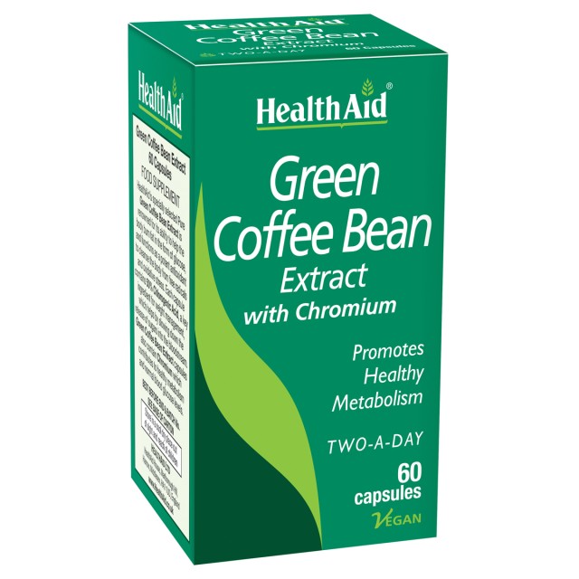 Health Aid Green Coffee Bean Extract Συμπλήρωμα Διατροφής με Εκχύλισμα Πράσινου Καφέ & Χρώμιο για Υγιή Μεταβολισμό, 60 Κάψουλες