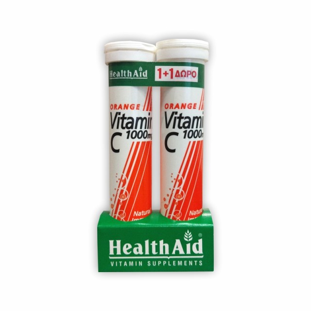 Health Aid Vitamin C 1000mg με Γεύση Πορτοκάλι, 20+ 20 Αναβράζοντα Δισκία