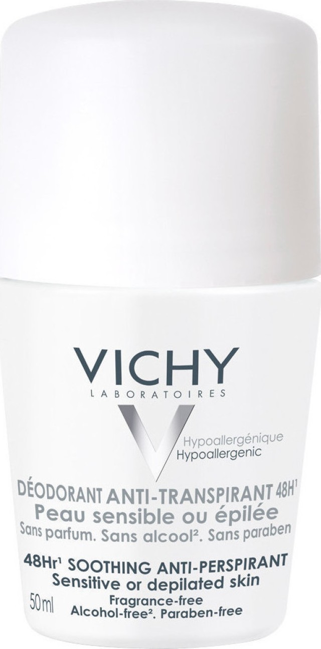 Vichy Deodorant Sensitive Skin Αποσμητικό Roll-On 48ωρης Προστασίας Για Ευαίσθητες Επιδερμίδες, 50ml
