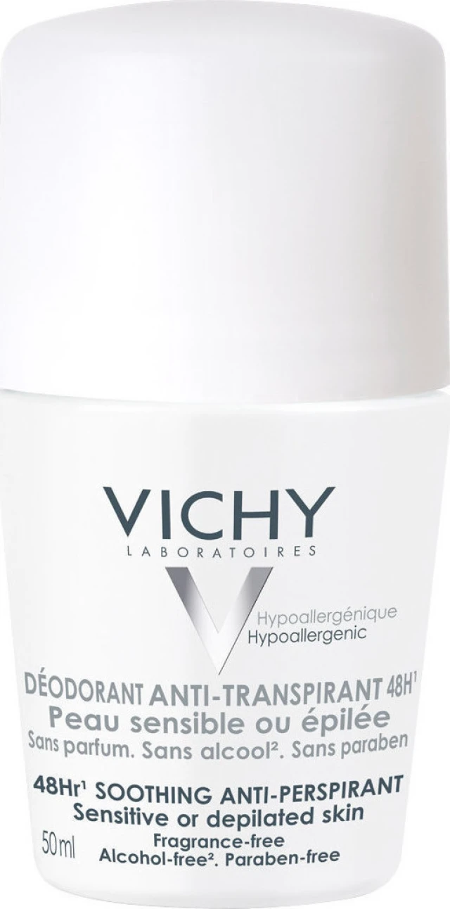 Vichy Deodorant Sensitive Skin Roll-On Deodorant 48-hour Protection...