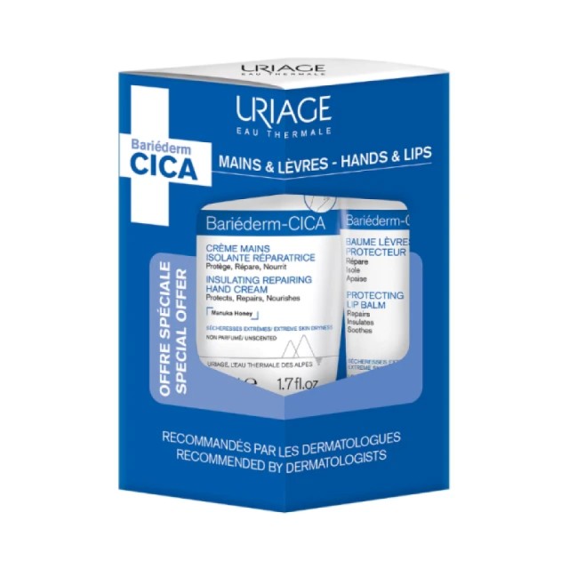 Uriage Promo Bariederm Cica Hand Cream 50ml + Lip Balm 15ml