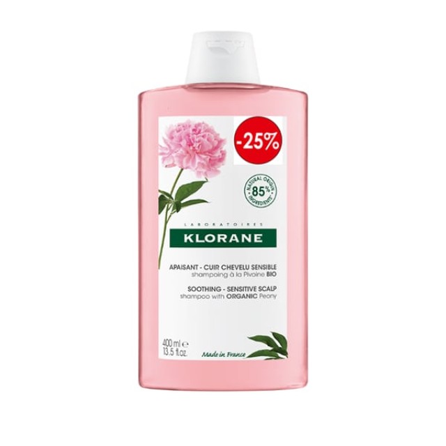 Klorane Promo Soothing Sensitive Scalp Shampoo Σαμπουάν με Βιολογική Παιώνια για Ευαίσθητο Τριχωτό, 400ml