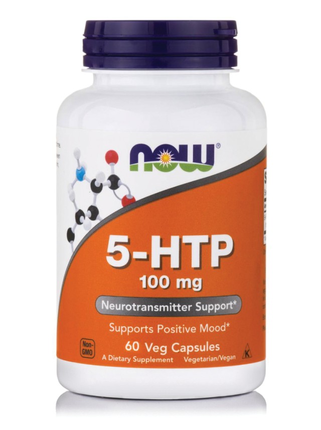 Now Foods  5-HTP 100mg Συμπλήρωμα Διατροφής Για Την Βελτίωση της Διάθεσης, 60  Κάψουλες