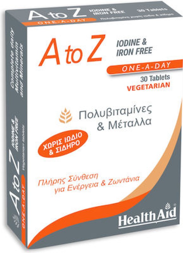 Health Aid A to Z Iodine & Iron Free, 30 Ταμπλέτες