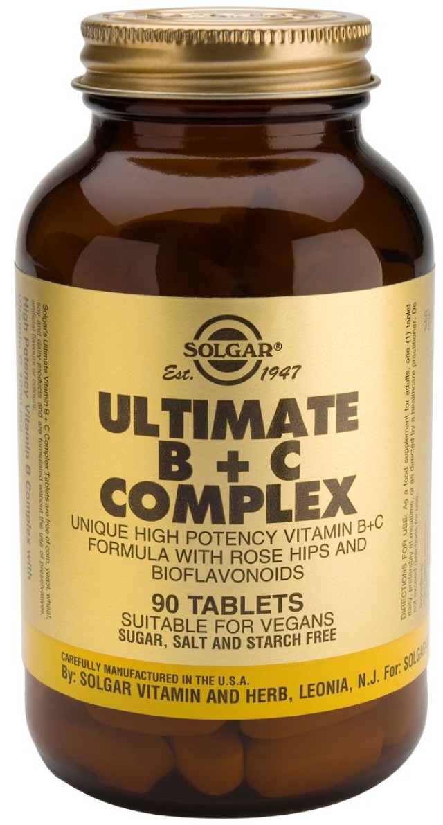 Solgar Vit. B+C Complex Ultimate Συμπλήρωμα Διατροφής για Νευρικό Σύστημα και Κόπωση, 90 Ταμπλέτες