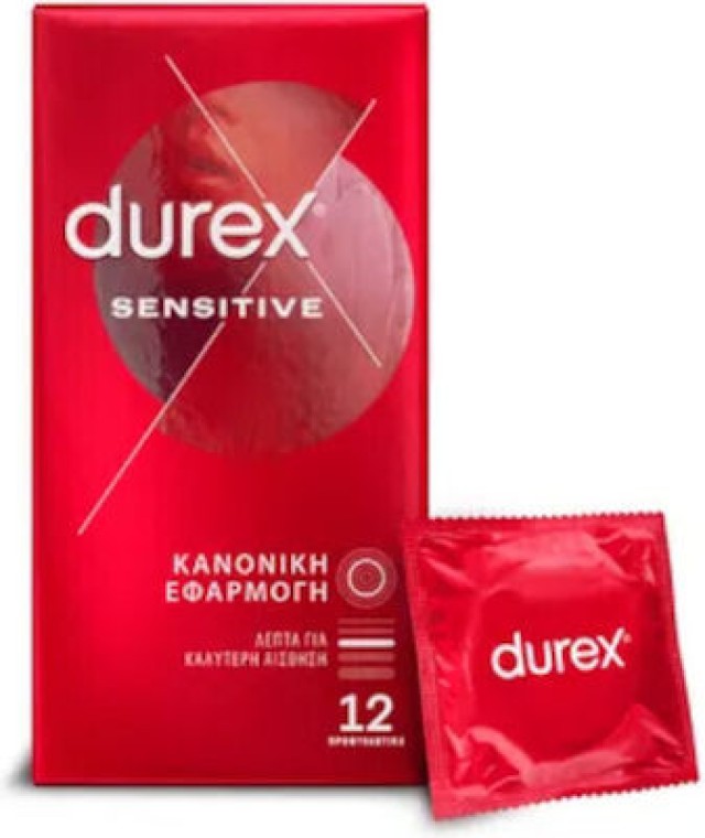 Durex Sensitive Thin Feel Προφυλακτικά Λεπτά, 12 τεμάχια